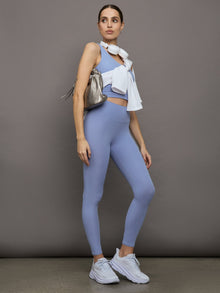 High Rise Legging in Ribbed Melt | Hydrangea