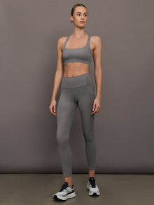 Racerback Bra in Ribbed Melt | Steel Grey