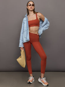 High Rise Legging in Ribbed Melt | Terracotta