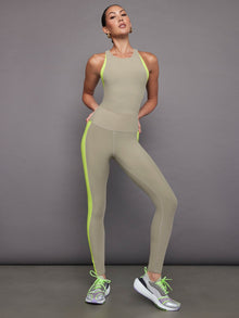 Colorblock High Neck Tank | Silversage / Acid Lime