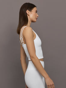 V-Neck Tank in Ribbed Melt | White