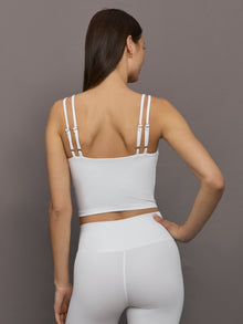 V-Neck Tank in Ribbed Melt | White