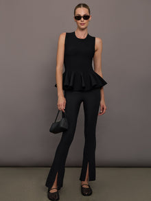 Peplum Sweater Tank | Black