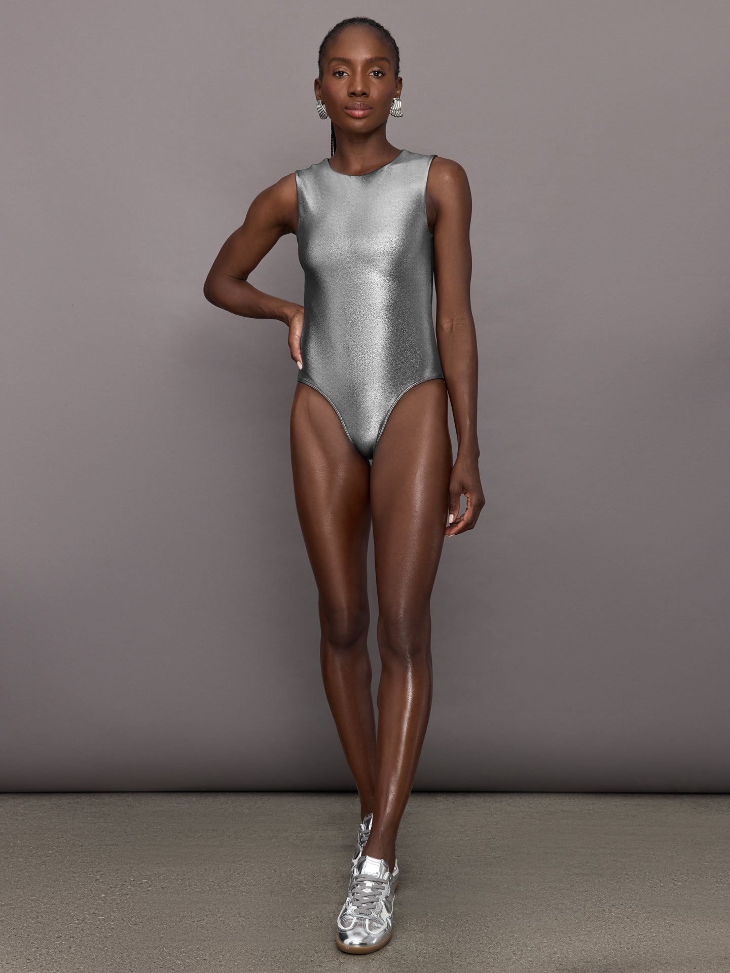 Liquid Metallic Bodysuit | Metallic Silver