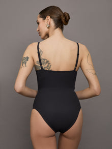Bodysuit in Ribbed Melt | Black