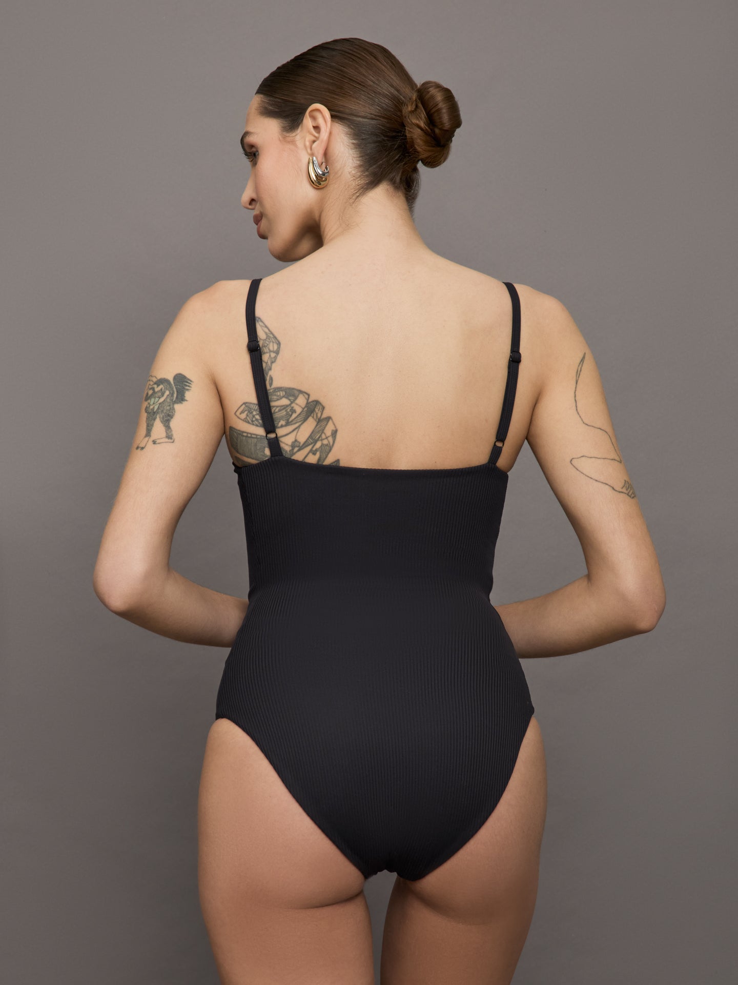Bodysuit in Ribbed Melt | Black