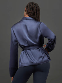 Satin Smoking Jacket | Evening Blue