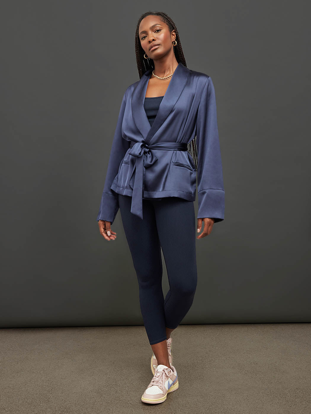 Satin Smoking Jacket | Evening Blue