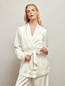 Satin Smoking Jacket | Ivory