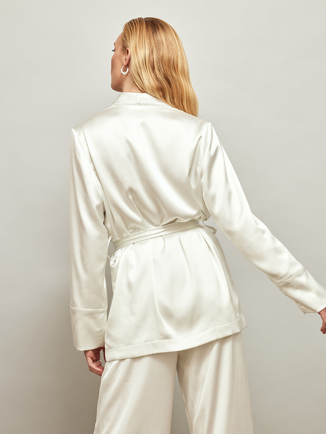 Satin Smoking Jacket | Ivory