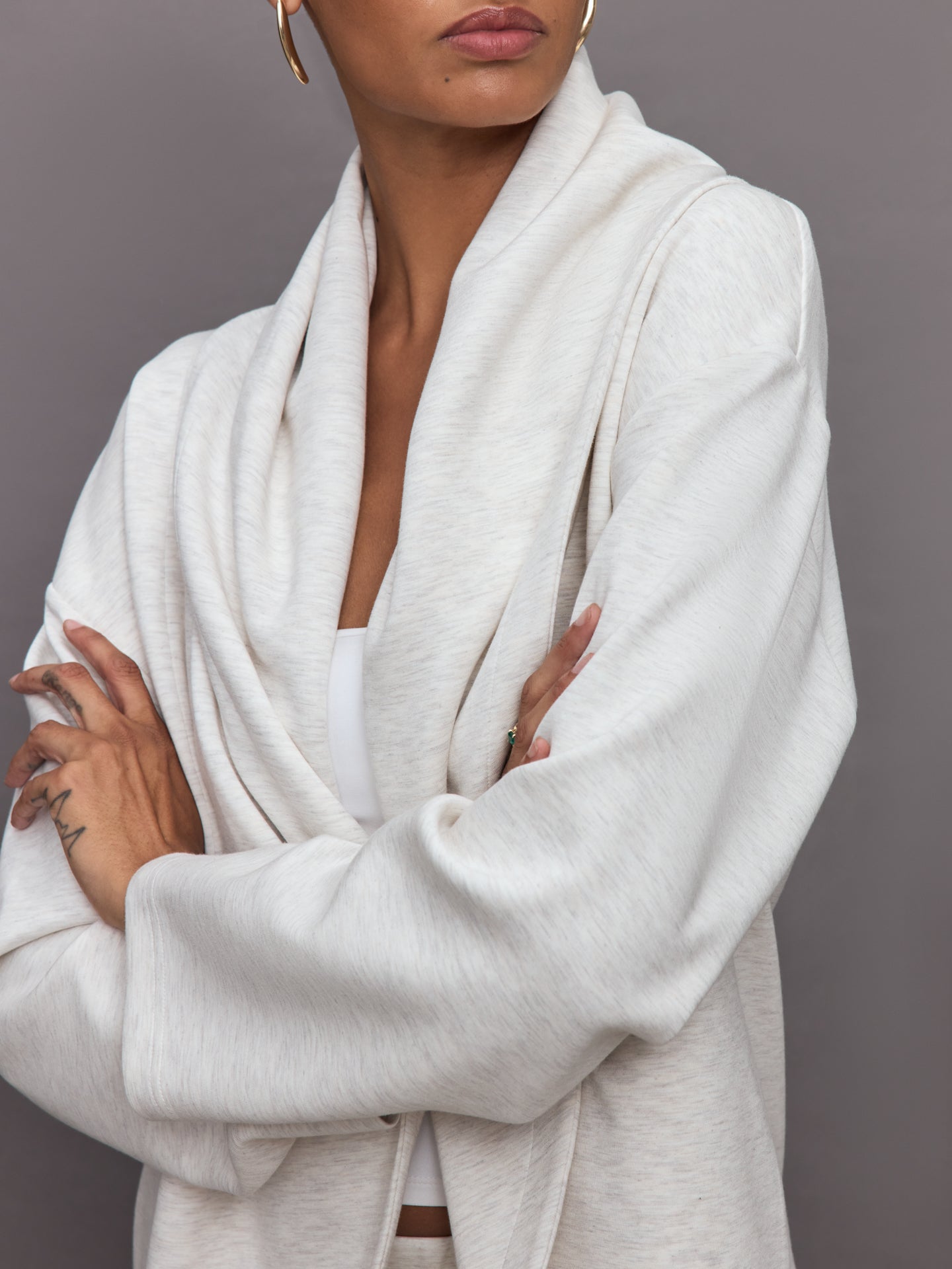 Knit Cocoon Cardigan in Interlock | Moonbeam Heather