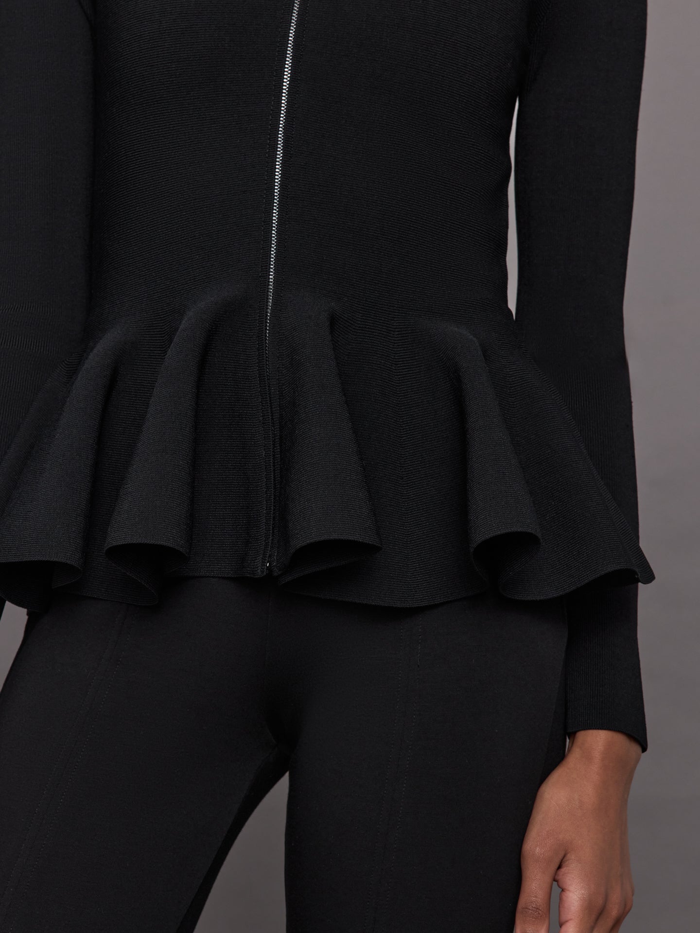 Peplum Zip Up | Black