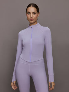 Mock Neck Corset Zip Top in Melt | Lavender Grey
