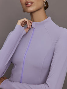 Mock Neck Corset Zip Top in Melt | Lavender Grey