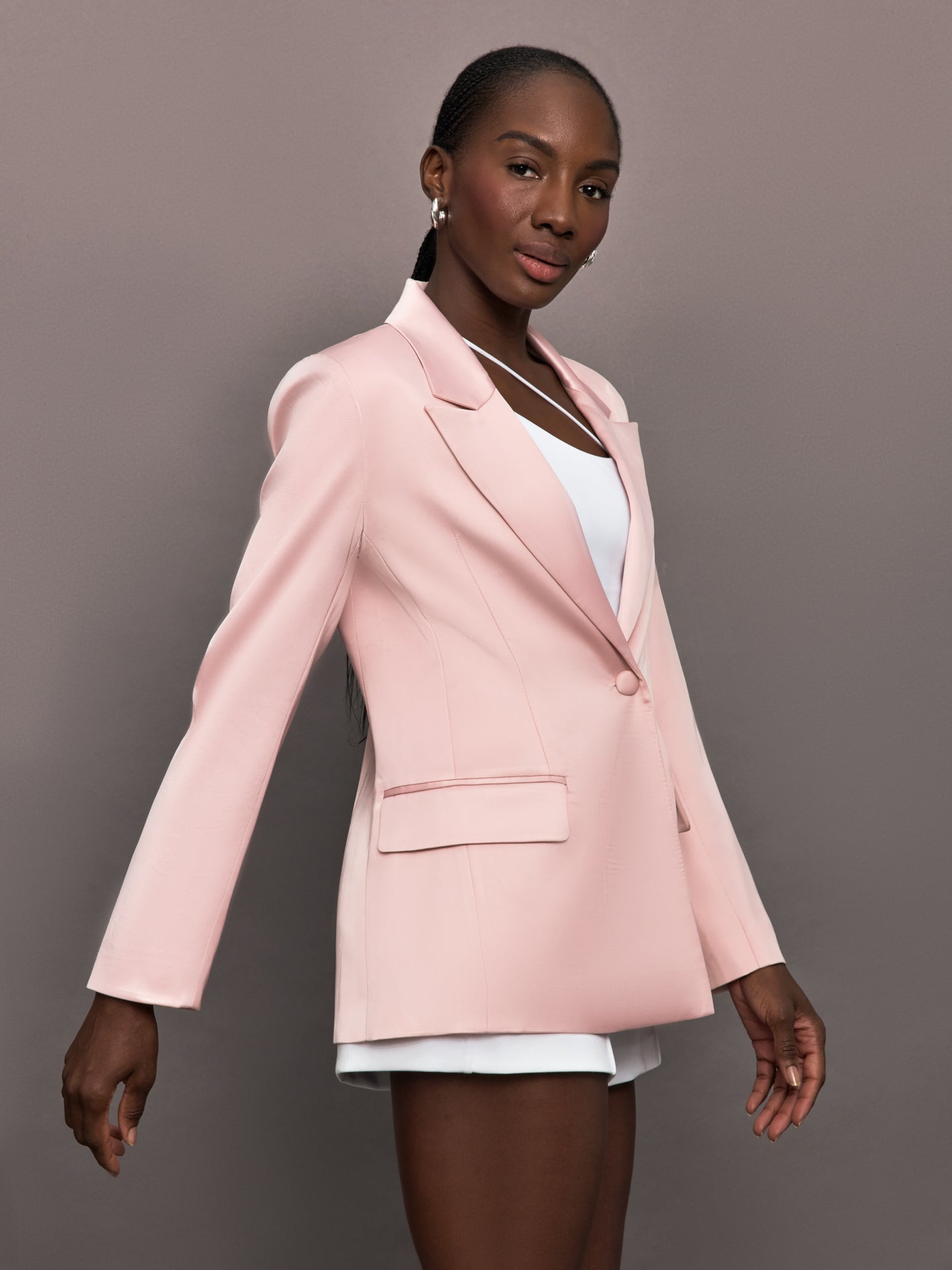 Satin Blazer | Blush
