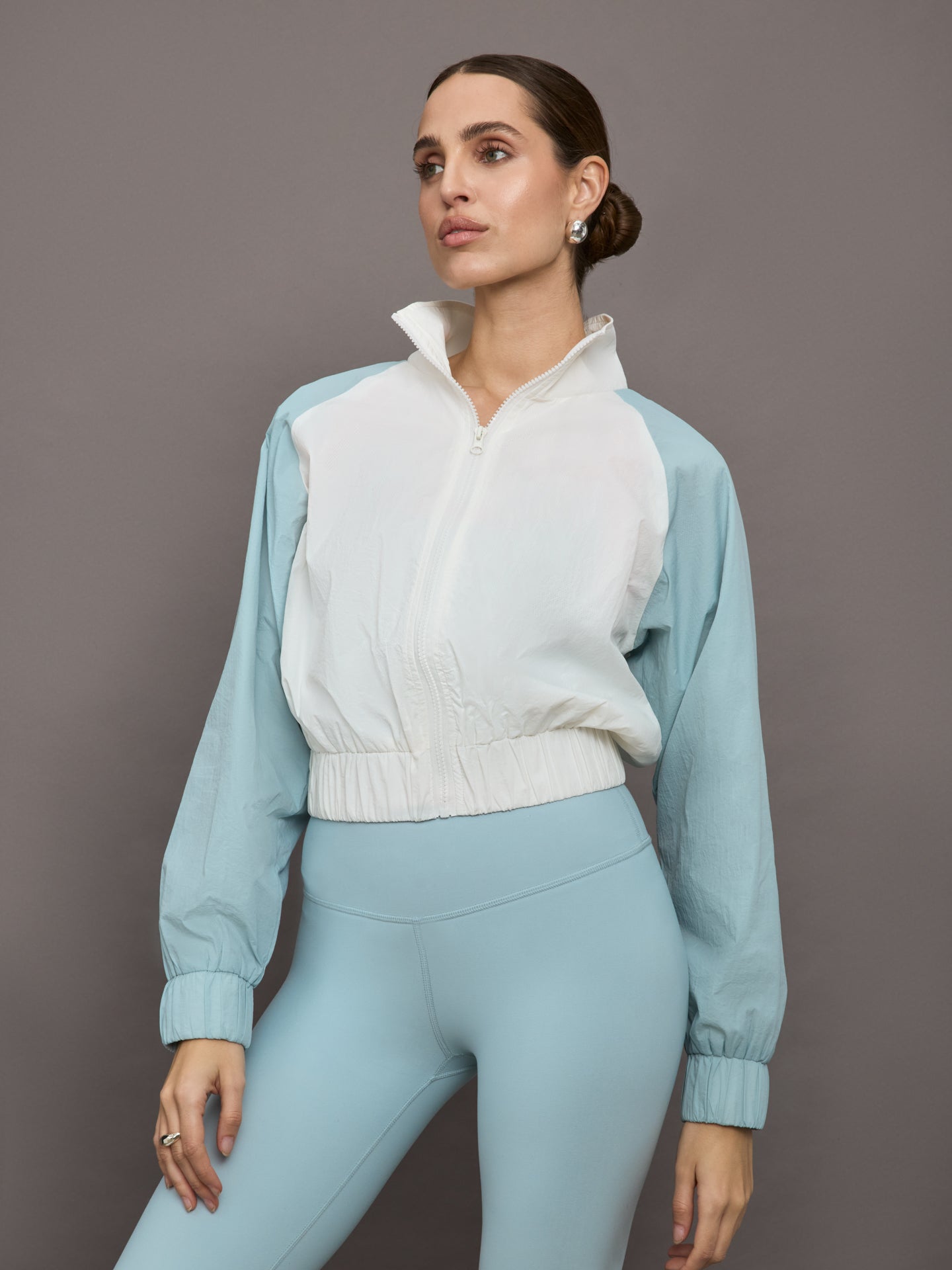 Colorblock Windbreaker | Cloud Dancer / Sky Blue
