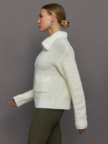 Half Zip Boucle Pullover | Off  White