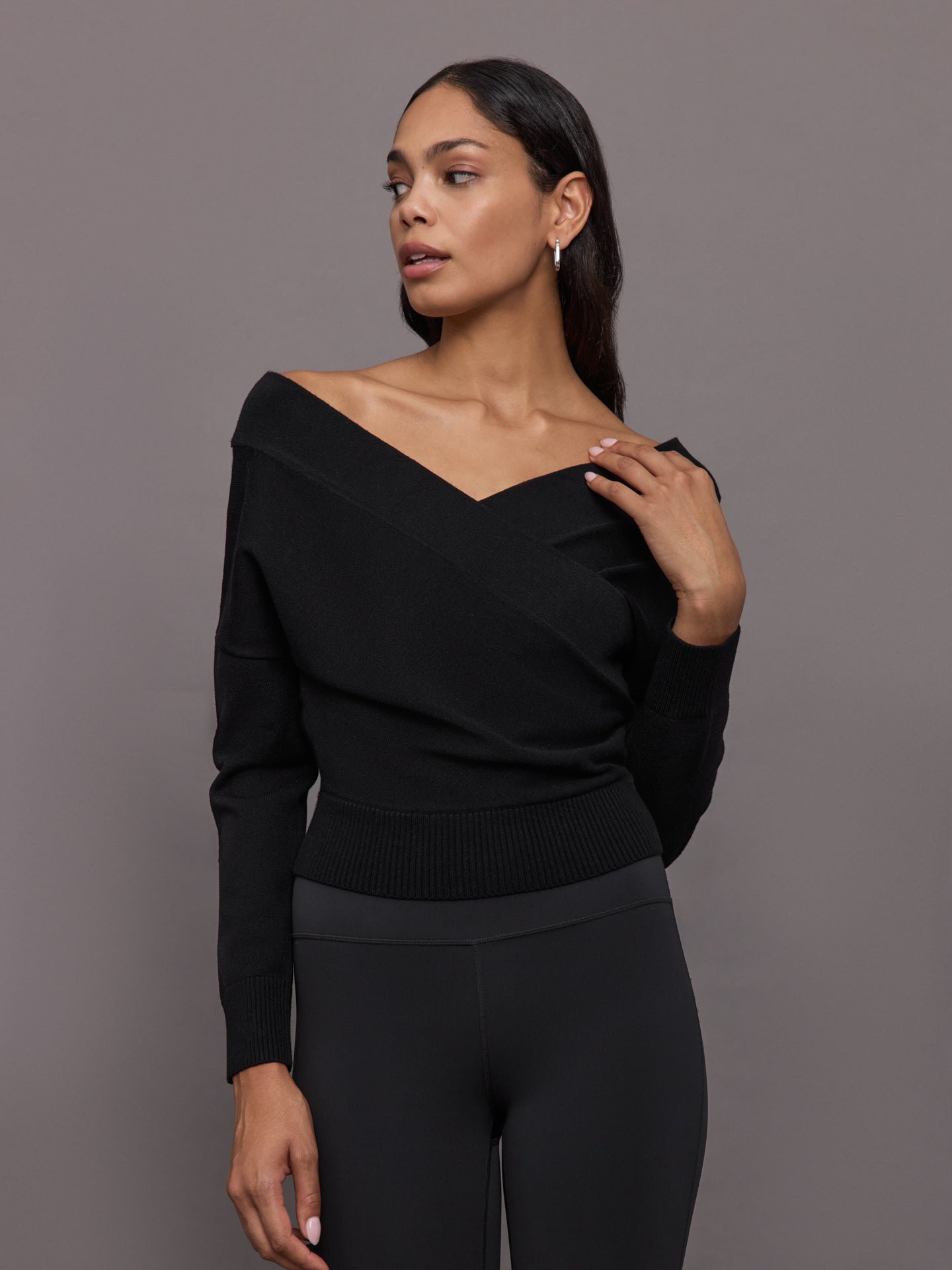 Cross Over Sweater | Black