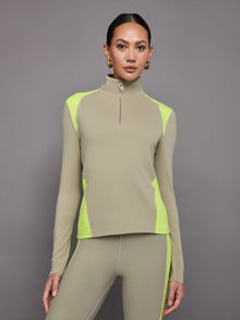 Colorblock Half Zip Top in Melt | Silversage / Acid Lime