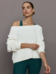Slouchy Off Shoulder Sweater | Off White