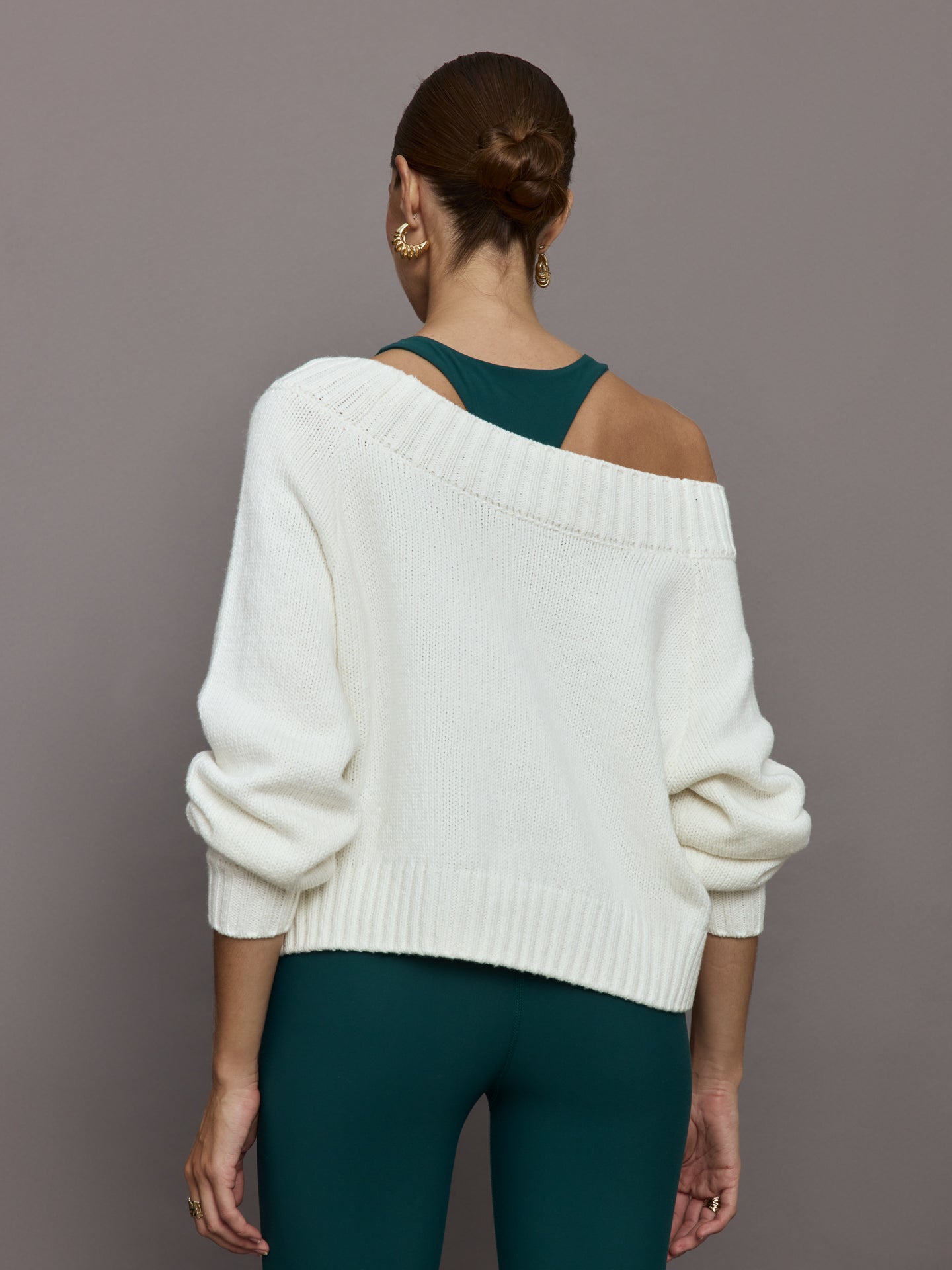 Slouchy Off Shoulder Sweater | Off White