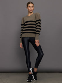 Striped Puff Sleeve Sweater | Stone/ Black