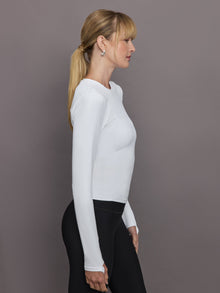 Long Sleeve Crew Neck in Melt | White