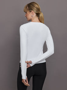 Long Sleeve Crew Neck in Melt | White