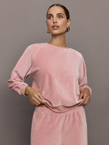 Raglan Pullover in Velour | Blush