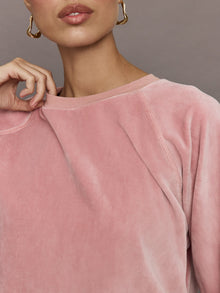 Raglan Pullover in Velour | Blush