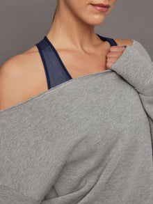 Off Shoulder Sweatshirt in French Terry | Heather Grey