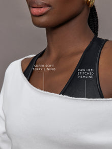 Off Shoulder Sweatshirt in French Terry | White