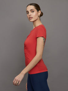 Short Sleeve Ruched Front Tee | Bittersweet