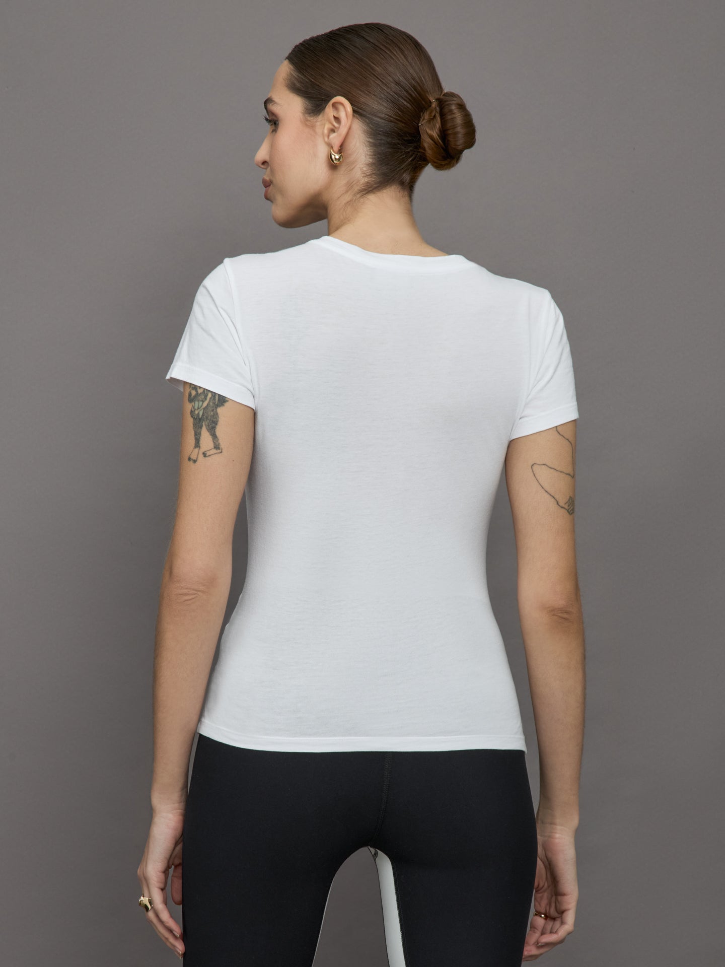 Short Sleeve Ruched Front Tee | White