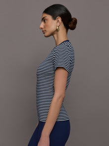 Stripe Ringer Tee | Cloud / Navy Stripe