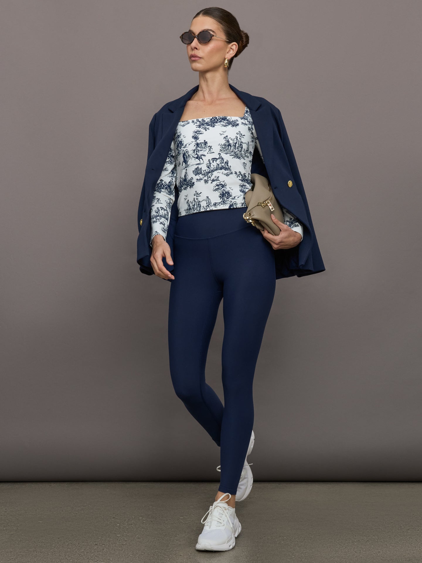 Toile Long Sleeve Top | Navy Toile