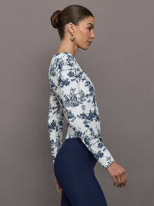 Toile Long Sleeve Top | Navy Toile