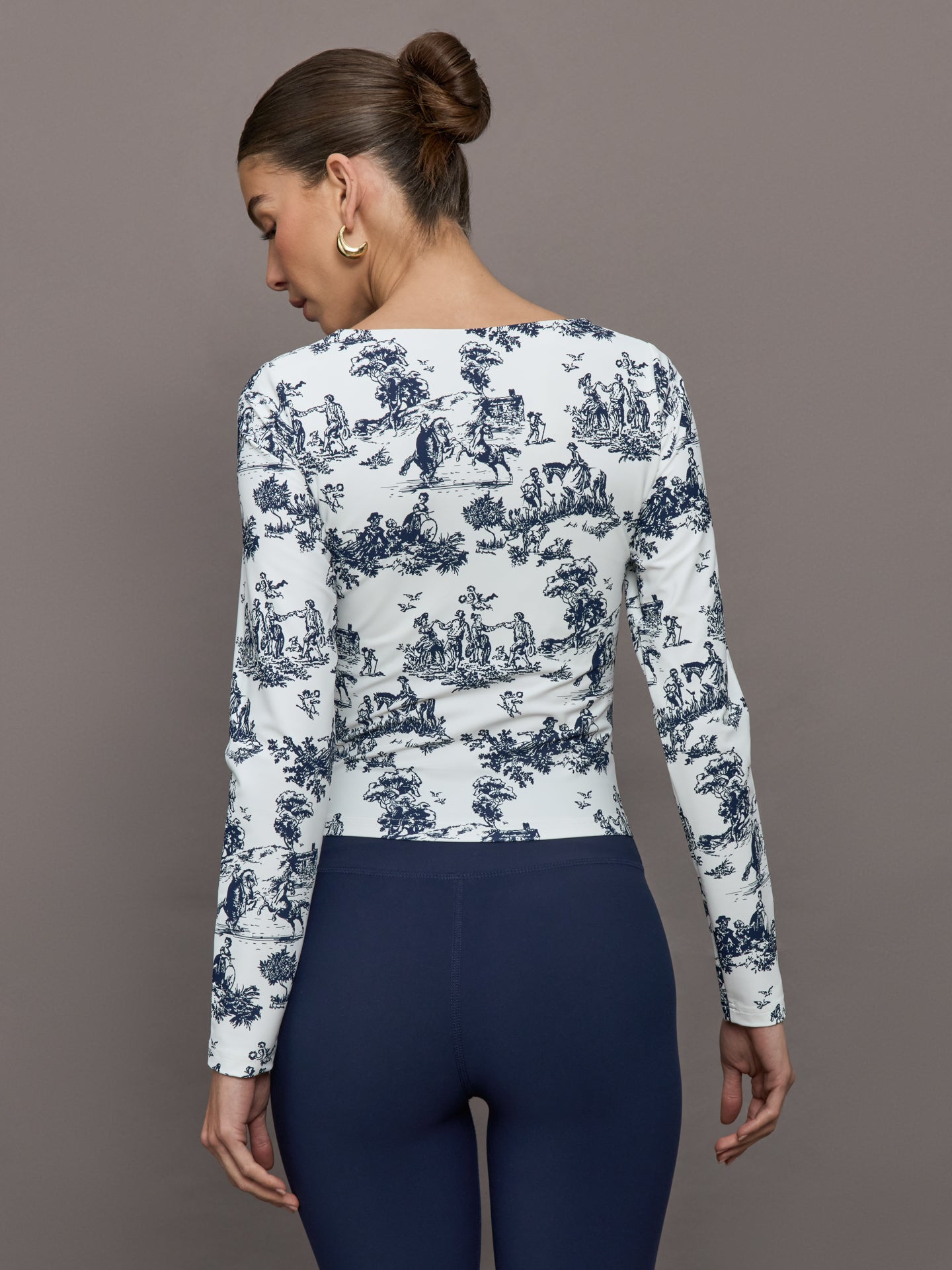 Toile Long Sleeve Top | Navy Toile