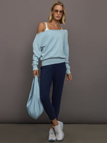 Off Shoulder Sweatshirt in French Terry | Sky Blue