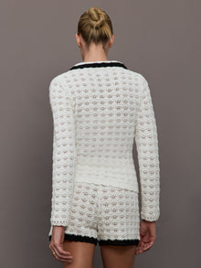 Crochet Long Sleeve Polo Top | Ivory