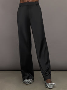 Satin Straight Leg Pant | Black