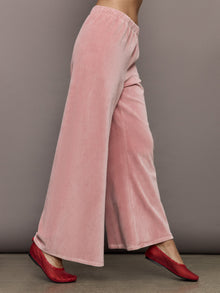 Wide Leg Pant in Velour | Blush