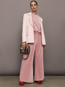 Wide Leg Pant in Velour | Blush