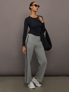 Houndstooth Track Pant | Ivory / Faded Black