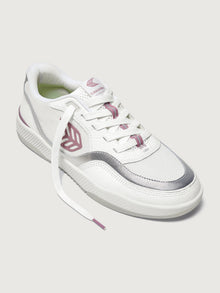Uba Premium Leather/Mesh Sneaker | White/ Metallic Silver Blush Pink