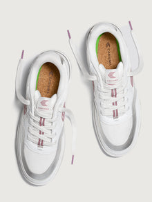 Uba Premium Leather/Mesh Sneaker | White/ Metallic Silver Blush Pink