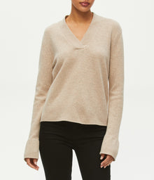 Alena Long Sleeve V-Neck Sweater | Mink