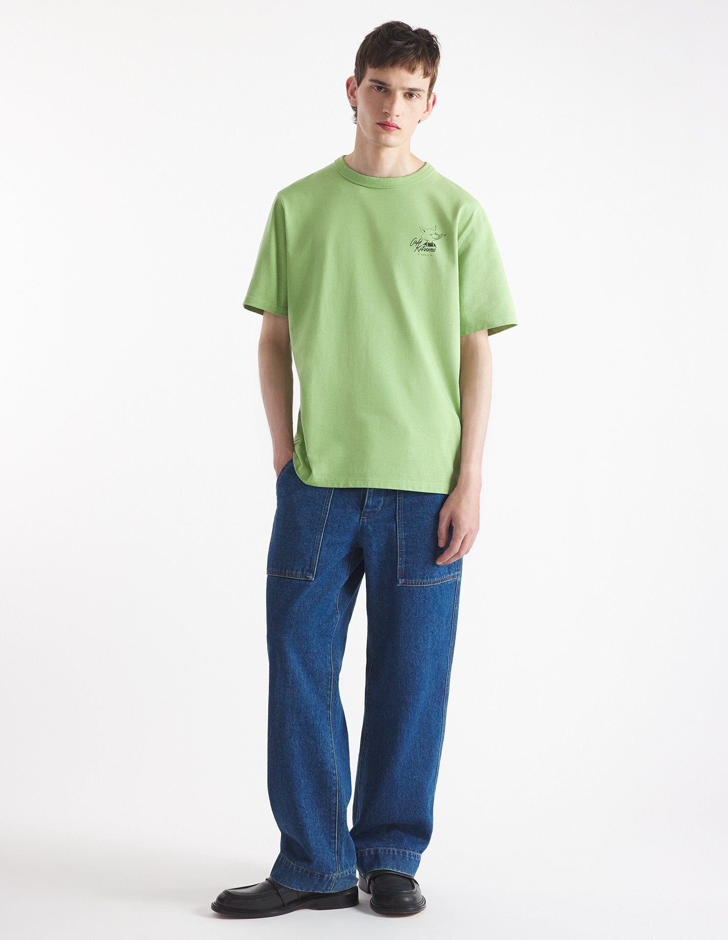 Unisex | Cafe Kitsune Fox Short-Sleeve Relax Cotton Tee-Shirt | Verbena