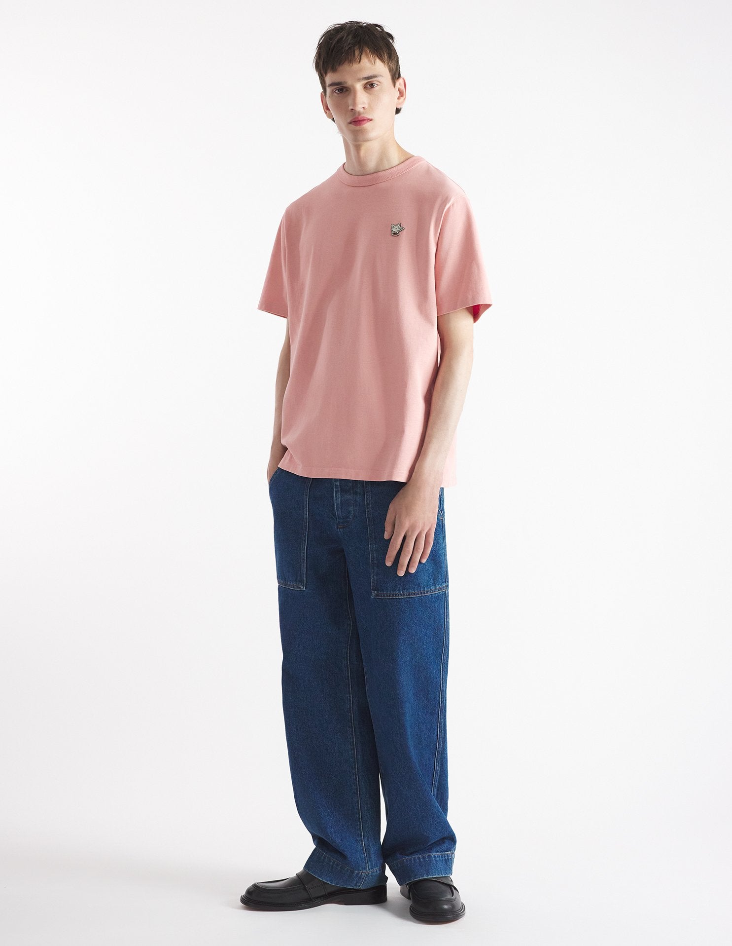 Unisex | Barista Fox Patch Short-Sleeve Relaxed Cotton Tee-Shirt | Pink Juice