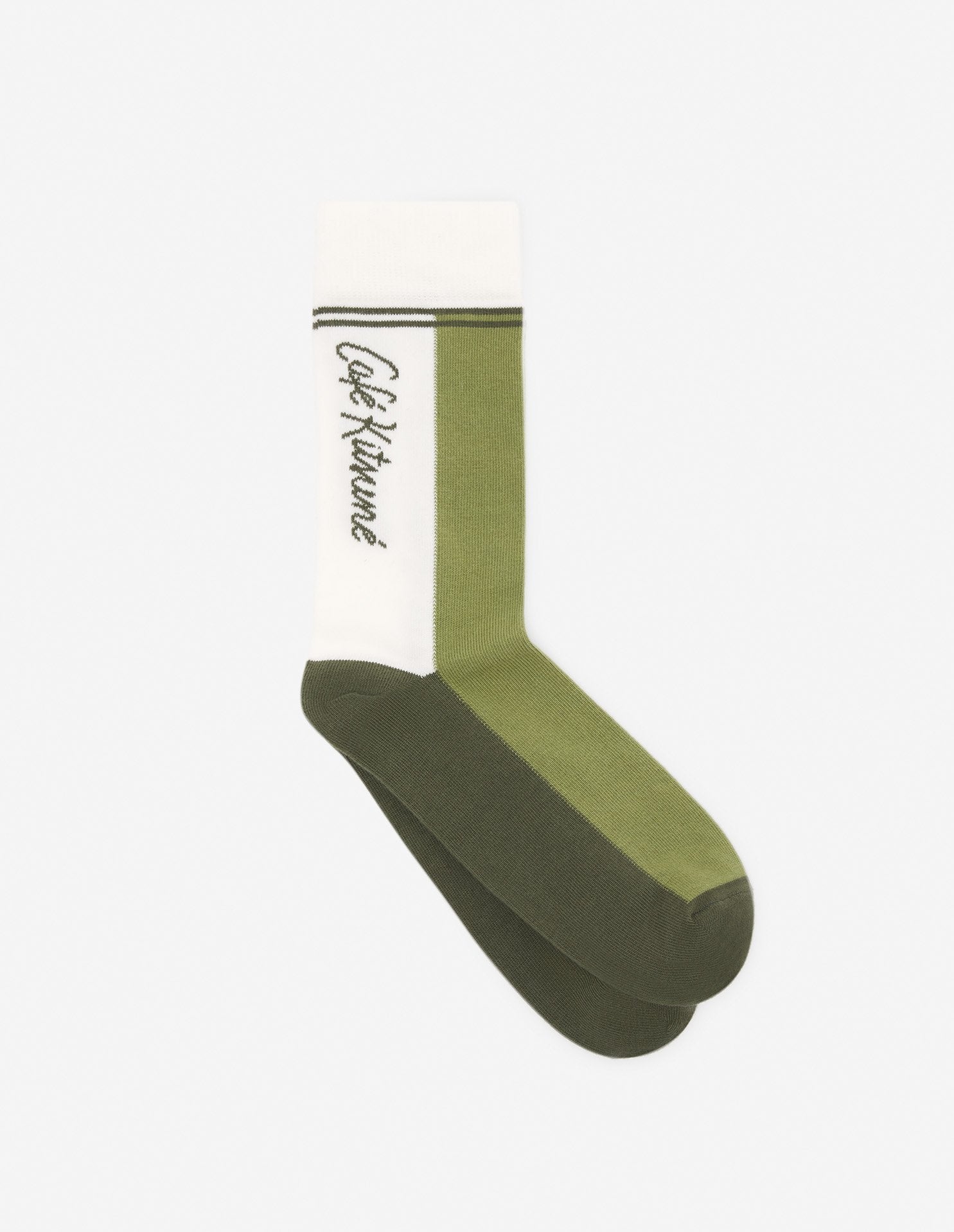 Unisex | Cafe Kitsune Colorblock Cotton-Blend Socks | Verbena/Sencha Green
